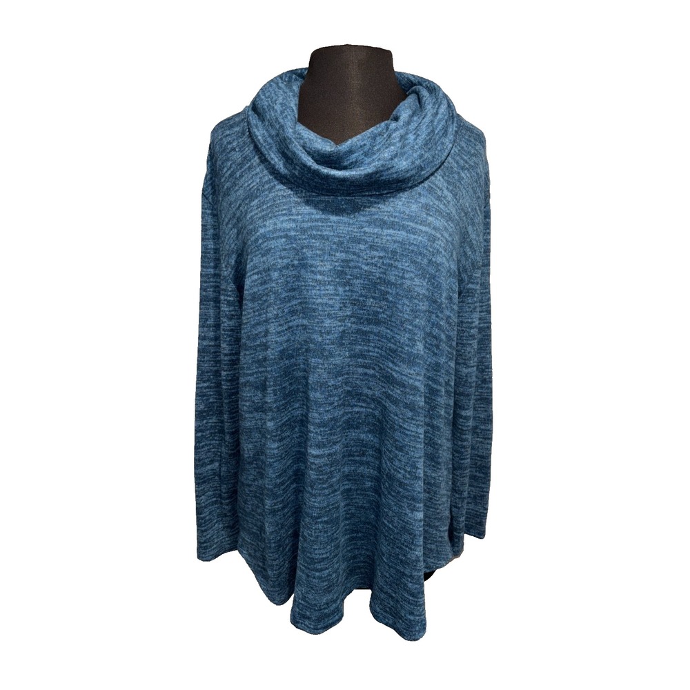 NWT Soft Works Cowl Neck Tunic Top XXL Blue Heather Dolman Oversized Canada Made